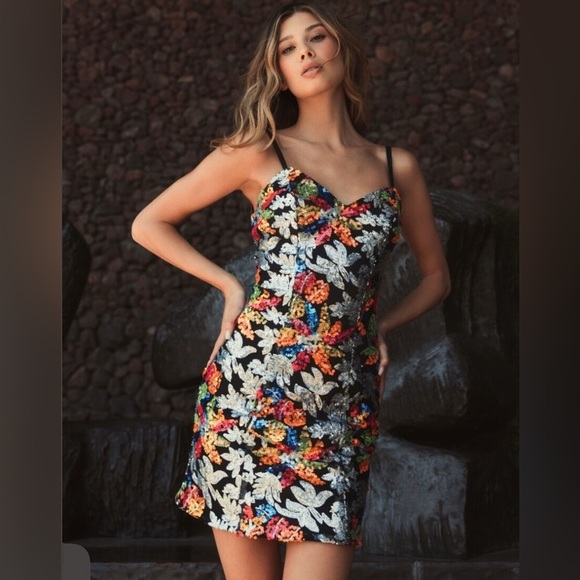 Mac Duggal Embellished Floral Minidress size 4 - Picture 1 of 14